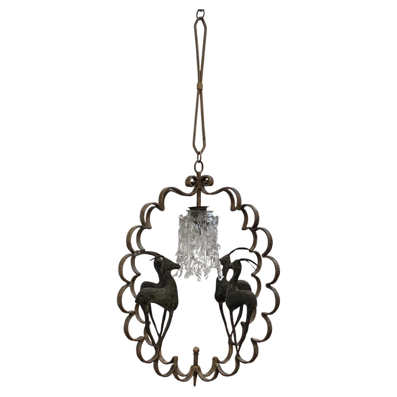 Wrought and Forged Iron Lantern with Golden Edges, 1925