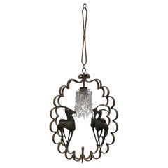 Antique Wrought and Forged Iron Lantern with Golden Edges, 1925