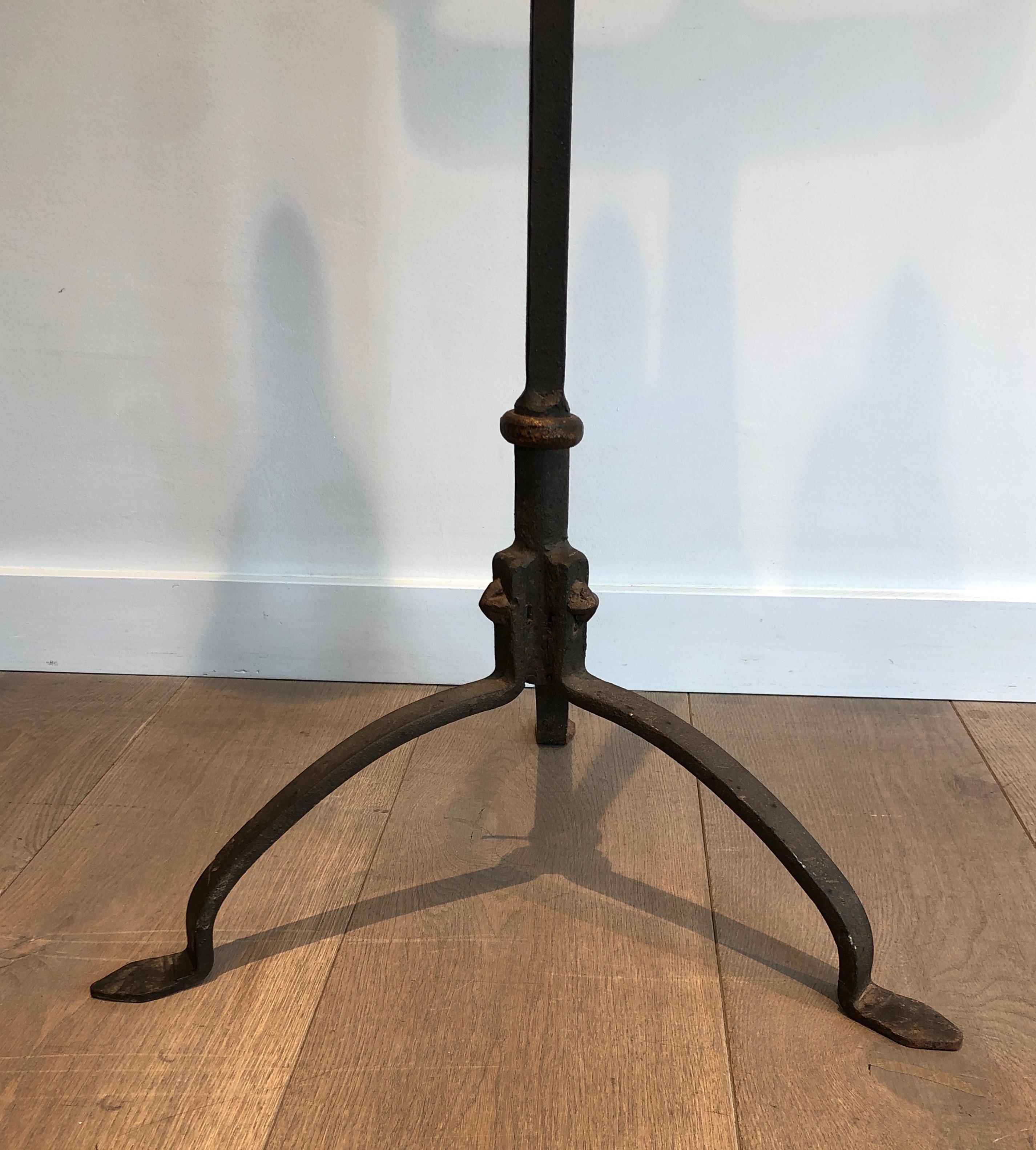 Wrought and Gilt Iron Floor Lamp, French Work, circa 1940 For Sale 11