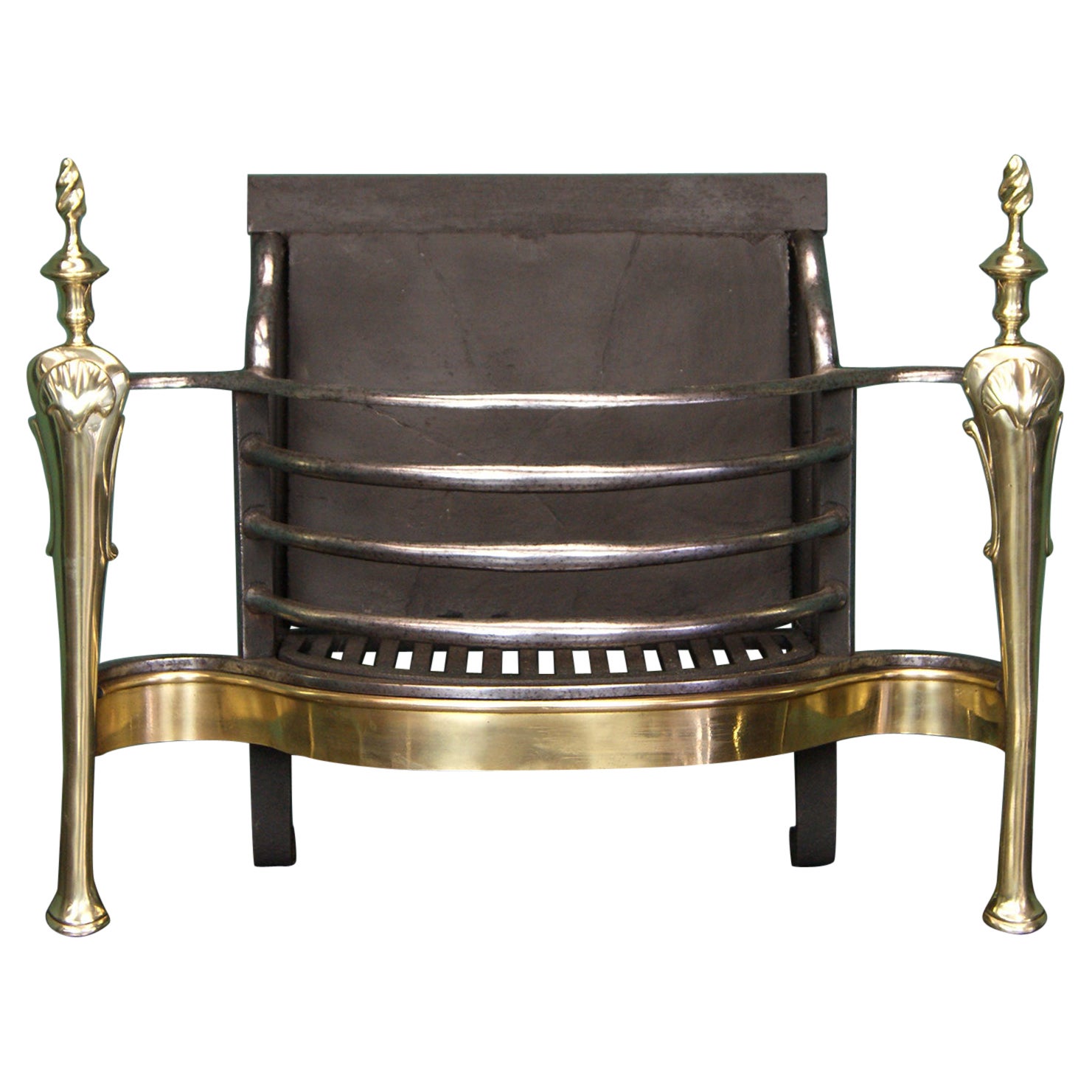 Wrought & Brass Fire Grate in the Queen Anne Manner