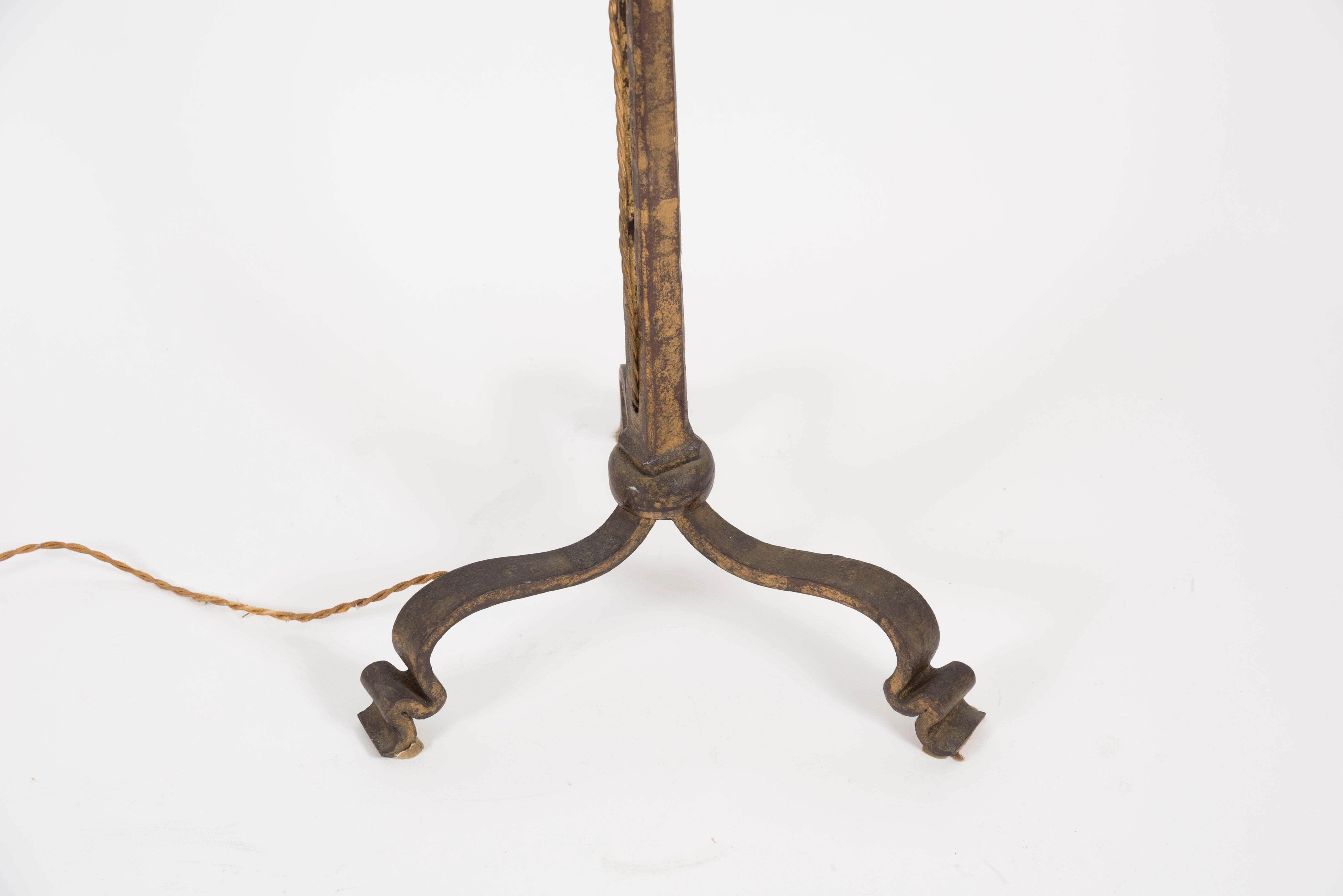 Mid-20th Century Wrought Gilt Iron Floor Lamp by Maison Ramsay