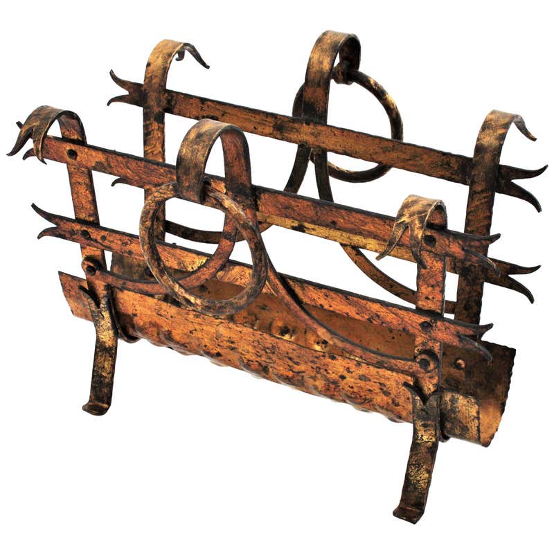 Spanish Modern Foldable Magazine Rack in Rattan with Filigree Details ...