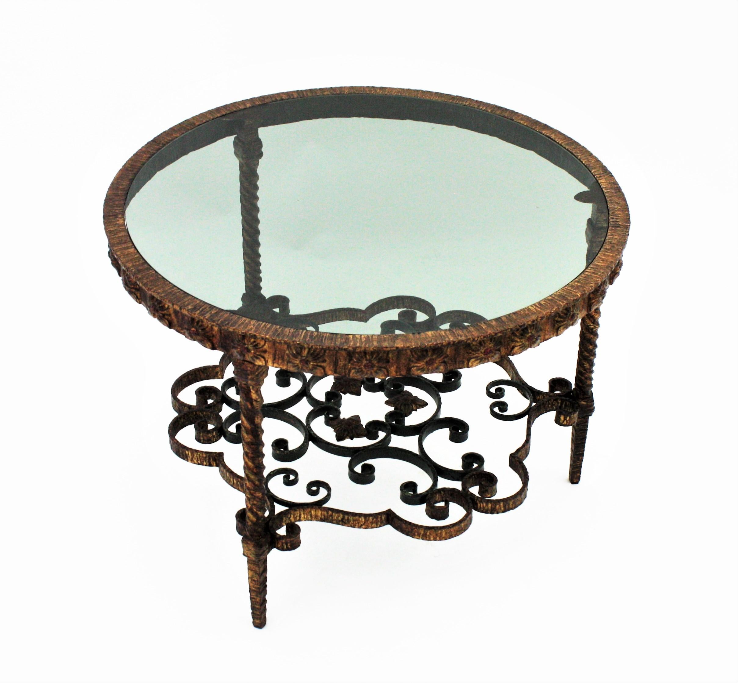 round wrought iron side table