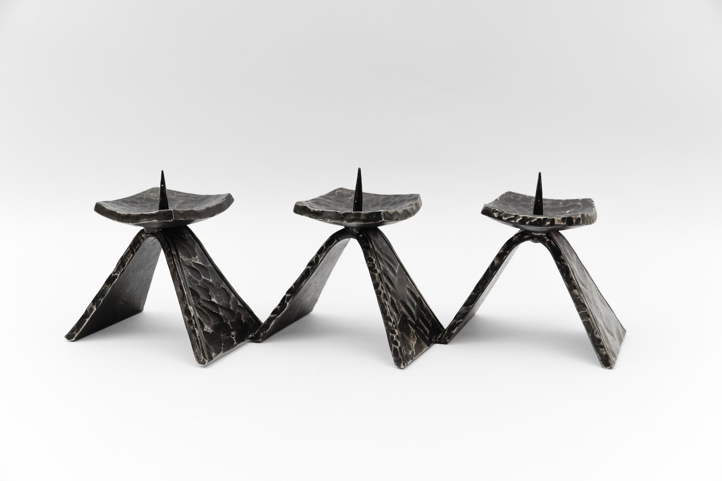 Mid-Century Modern Wrought Handmade Artist Brutalist Candleholder, 1960s Austria For Sale