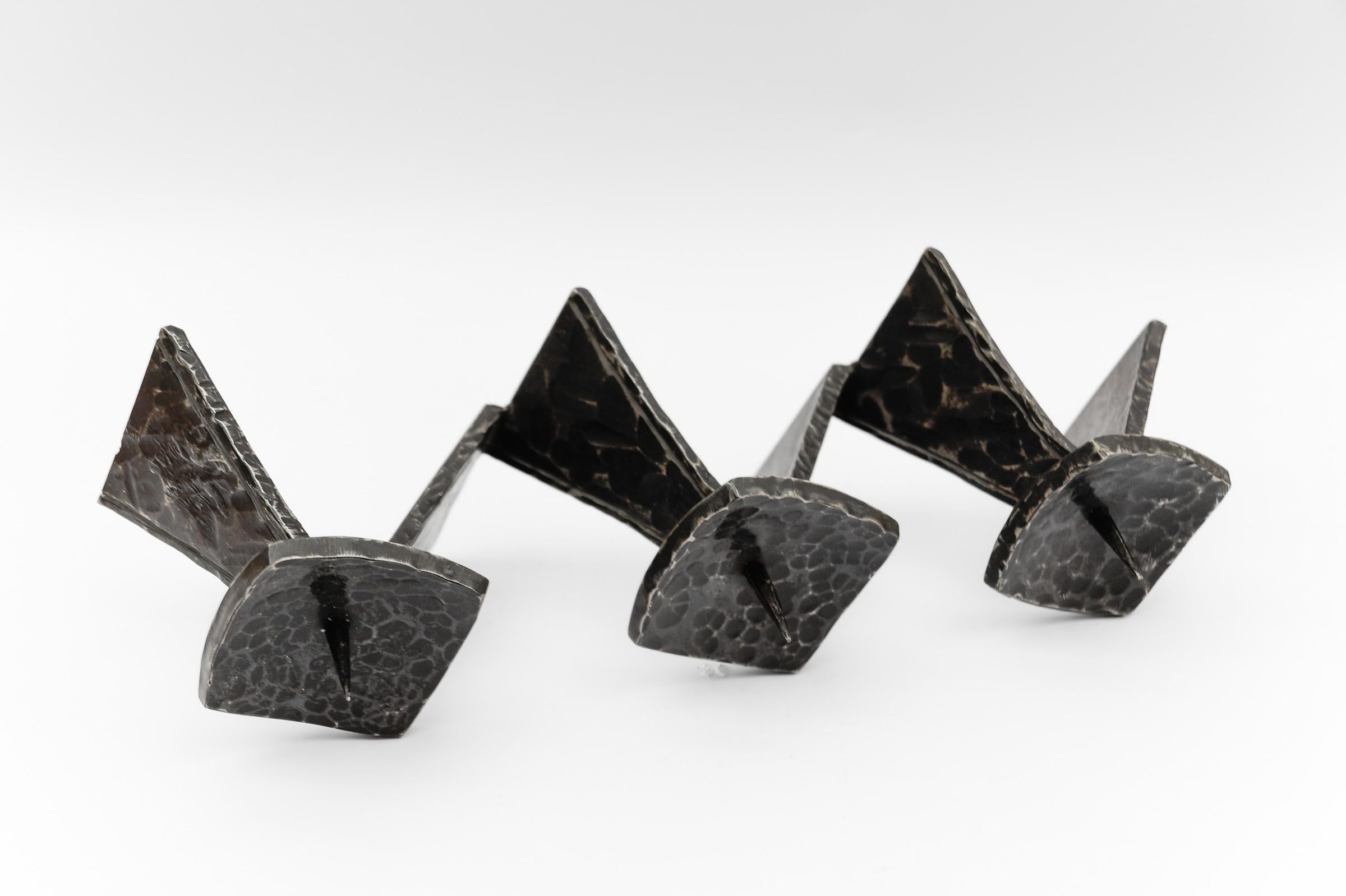 Iron Wrought Handmade Artist Brutalist Candleholder, 1960s Austria For Sale