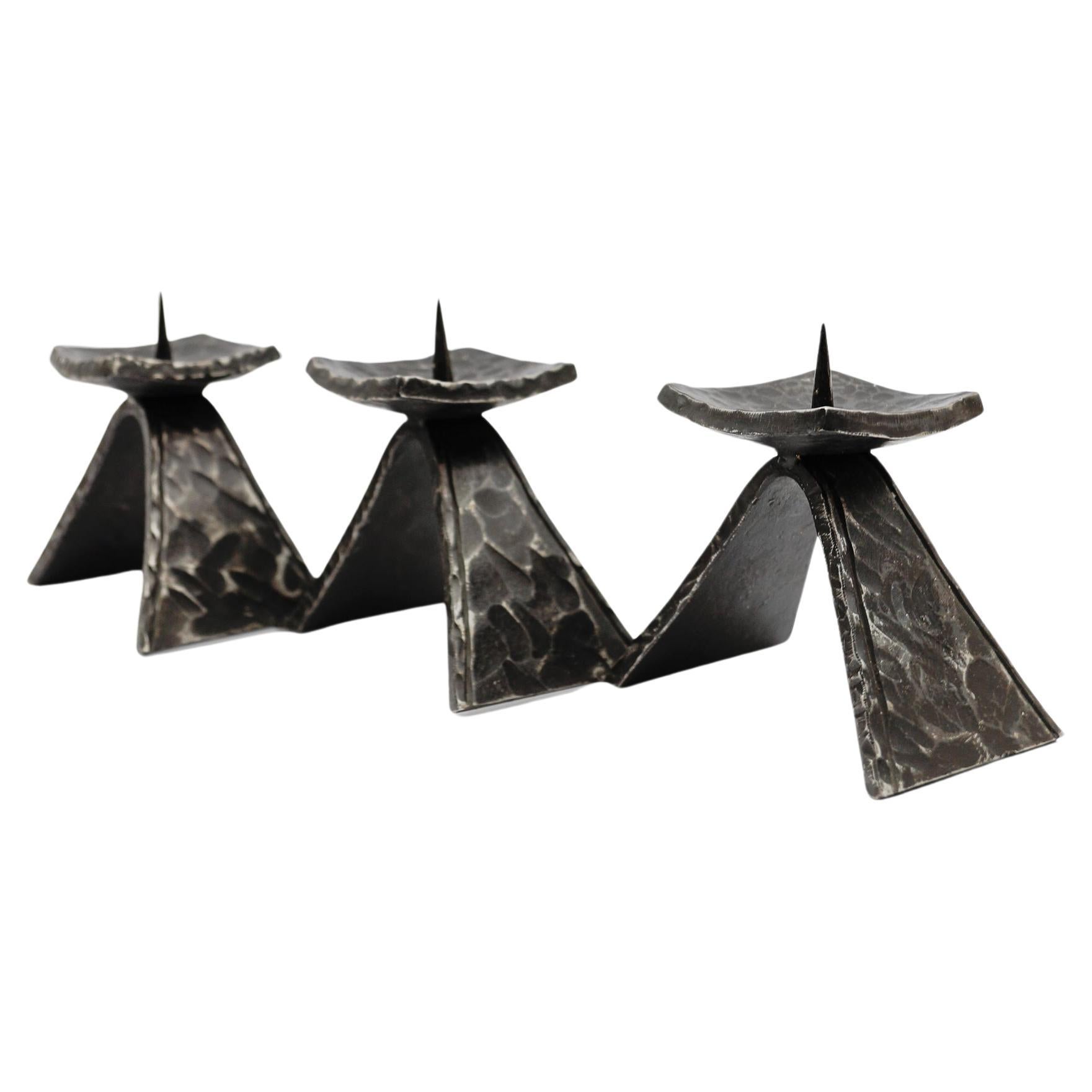 Wrought Handmade Artist Brutalist Candleholder, 1960s Austria
