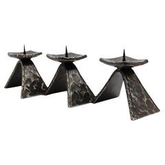 Wrought Handmade Artist Brutalist Candleholder, 1960s Austria