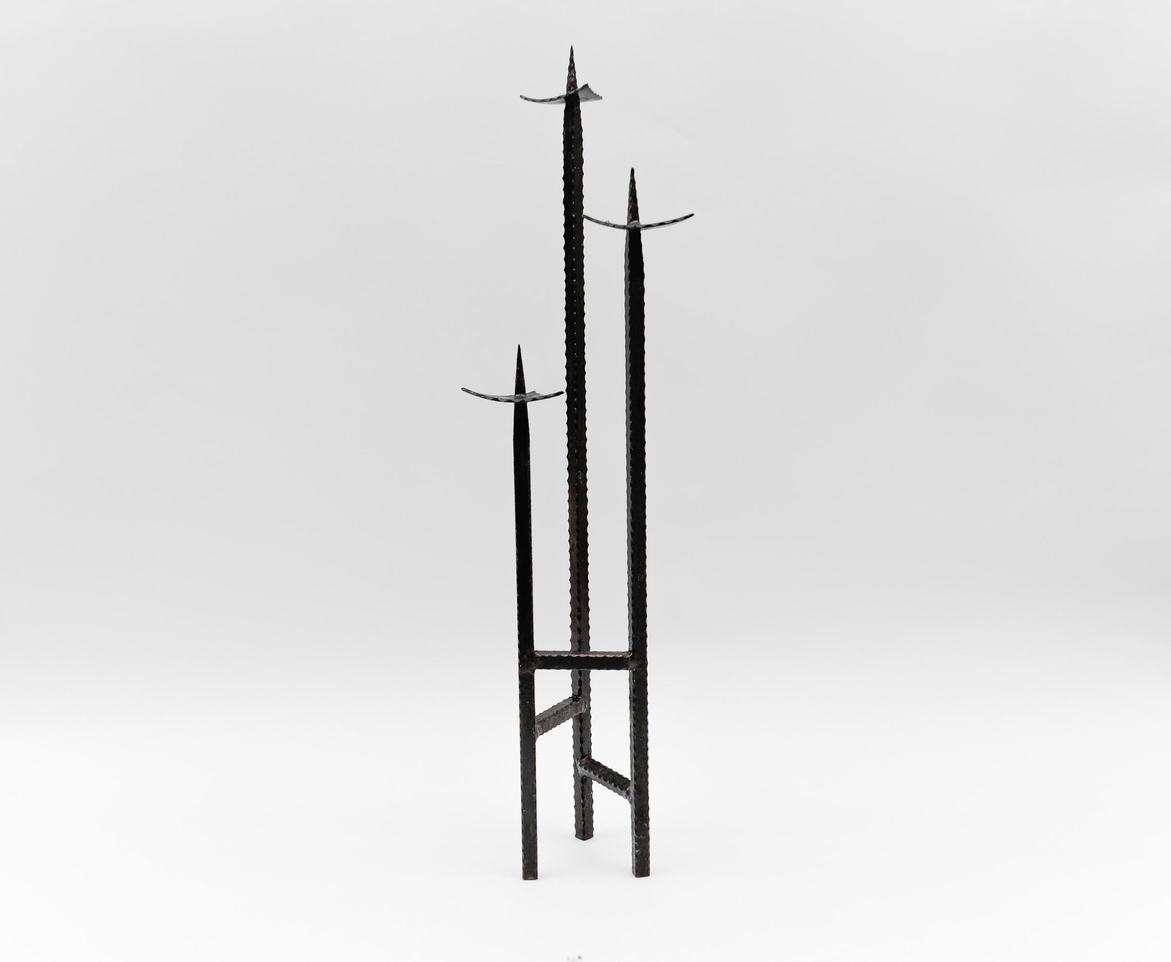 Mid-Century Modern Wrought Handmade Brutalist Candleholder, 1960s Austria For Sale