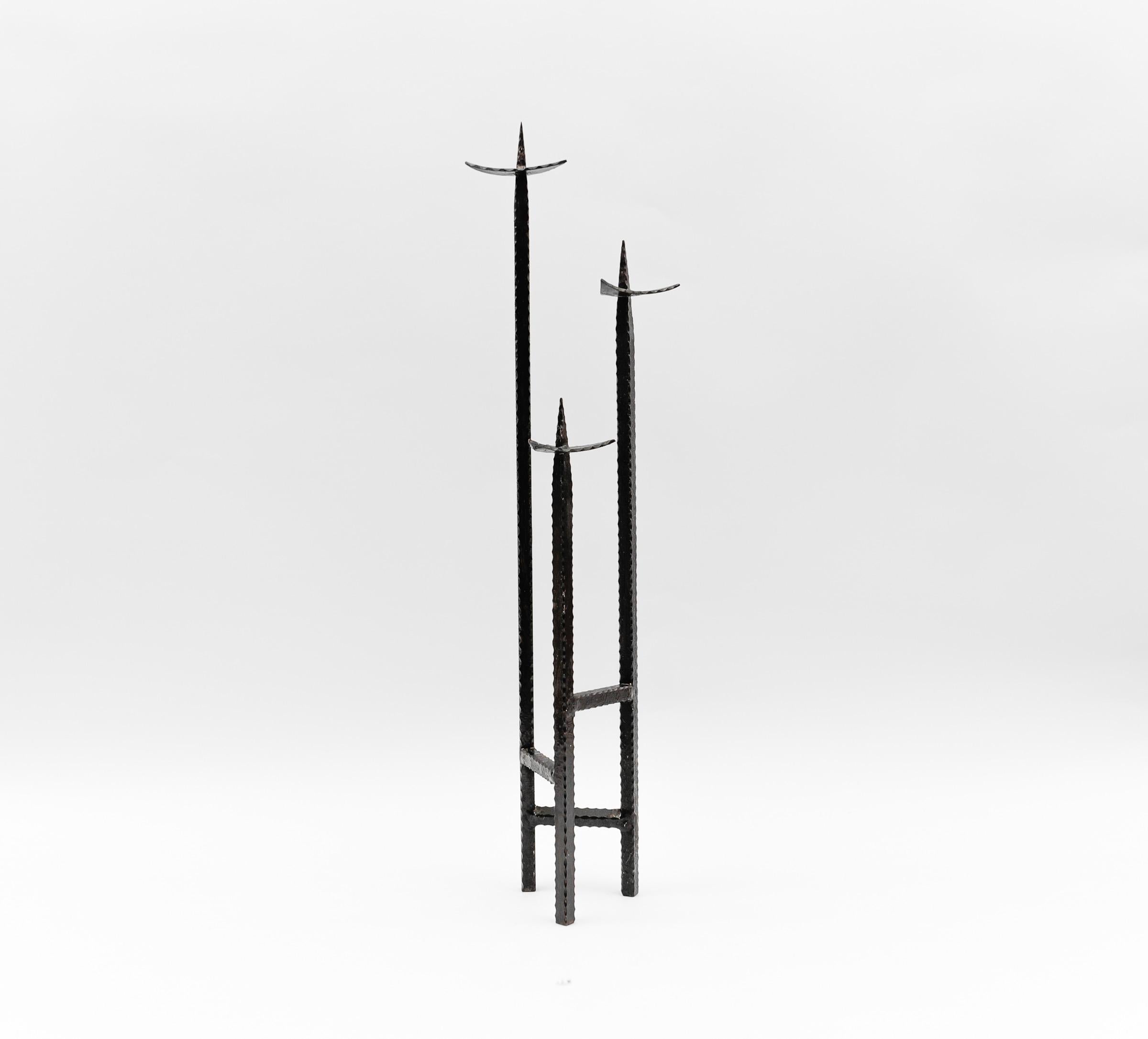 Austrian Wrought Handmade Brutalist Candleholder, 1960s Austria For Sale