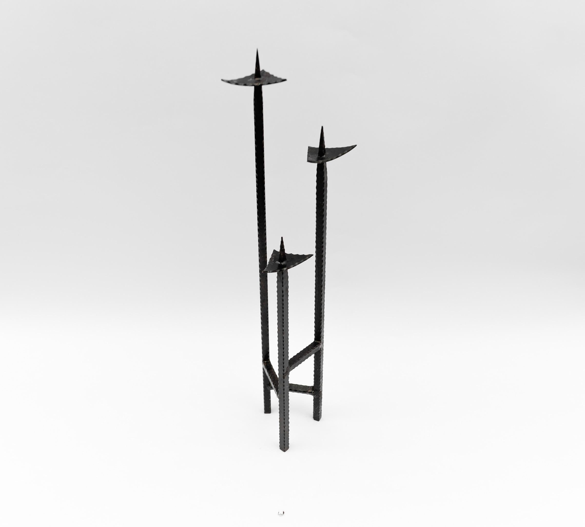 Hand-Crafted Wrought Handmade Brutalist Candleholder, 1960s Austria For Sale