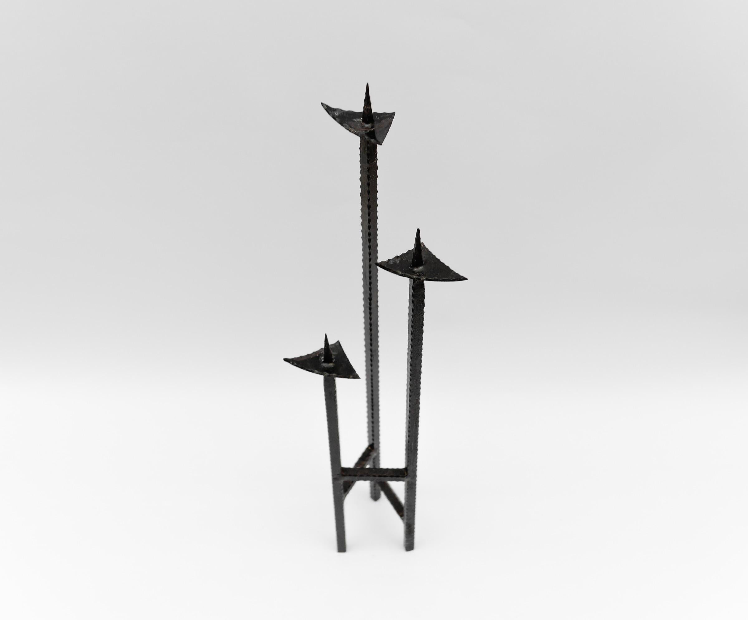 Wrought Handmade Brutalist Candleholder, 1960s Austria In Good Condition For Sale In Nürnberg, Bayern