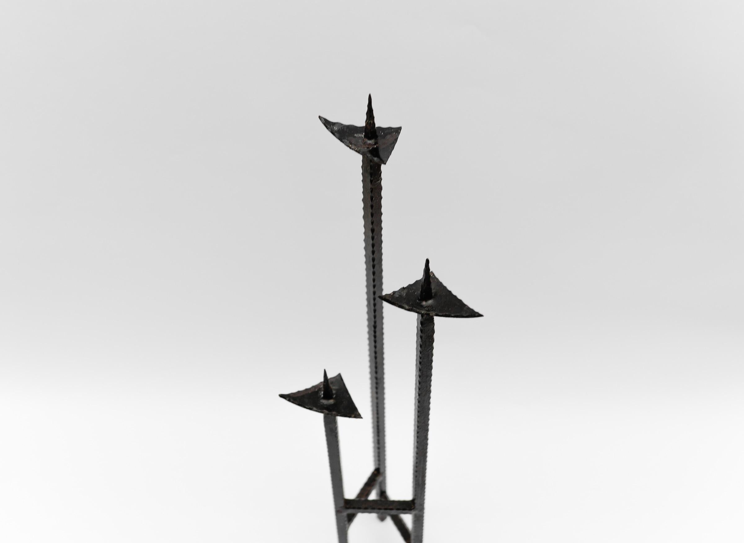 Mid-20th Century Wrought Handmade Brutalist Candleholder, 1960s Austria For Sale