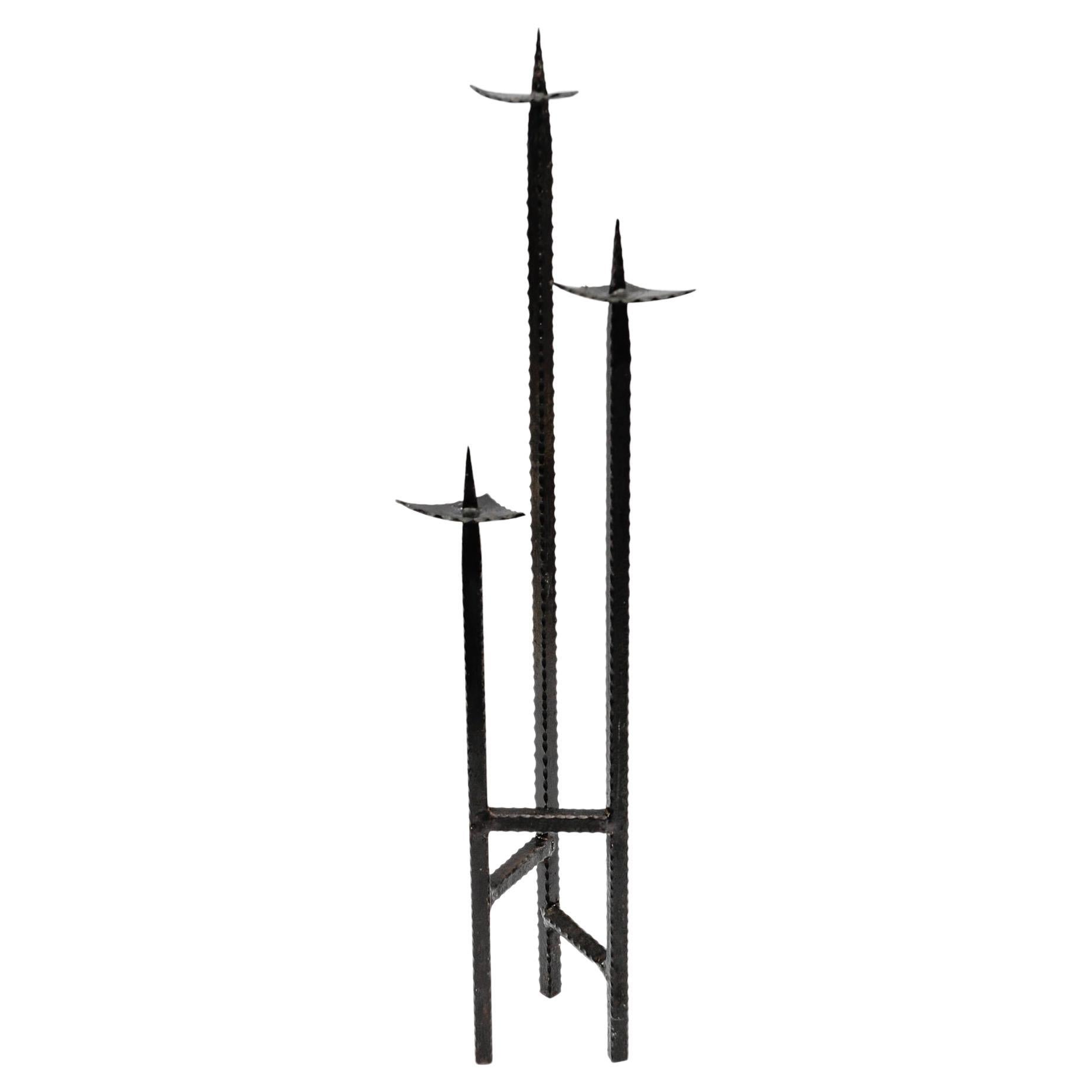 Wrought Handmade Brutalist Candleholder, 1960s Austria