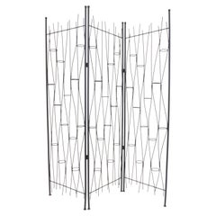 Wrought Iron 3-Panel Folding Screen or Room Divider