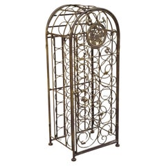 Wrought Iron 37 Wine Bottle Slot Holder Stand with Door Victorian Style