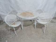 Table et chaises de jardin 5 pièces en fer forgé Mid Century