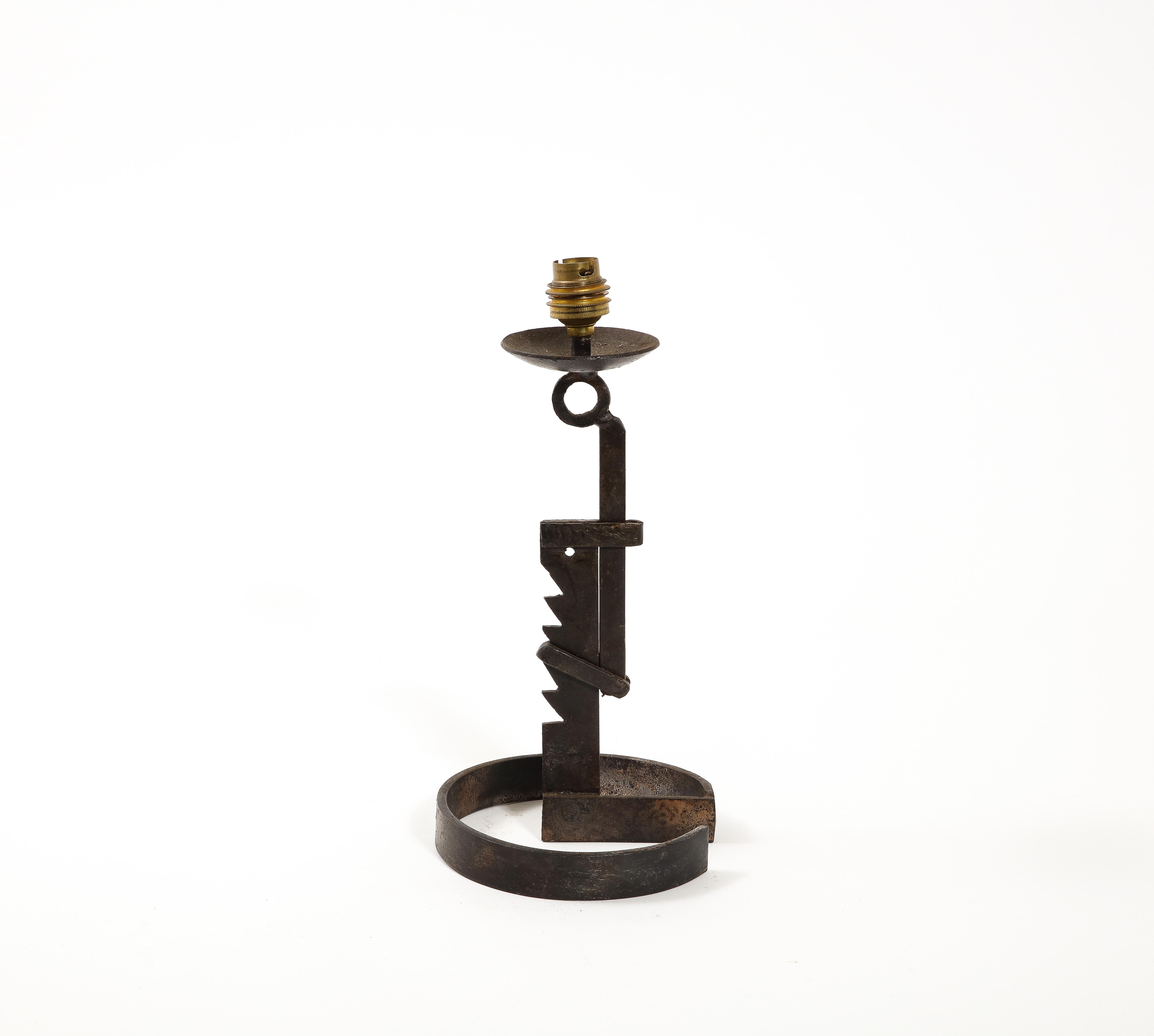 Rustique Lampe de bureau réglable en fer forgé, France, années 1060 en vente