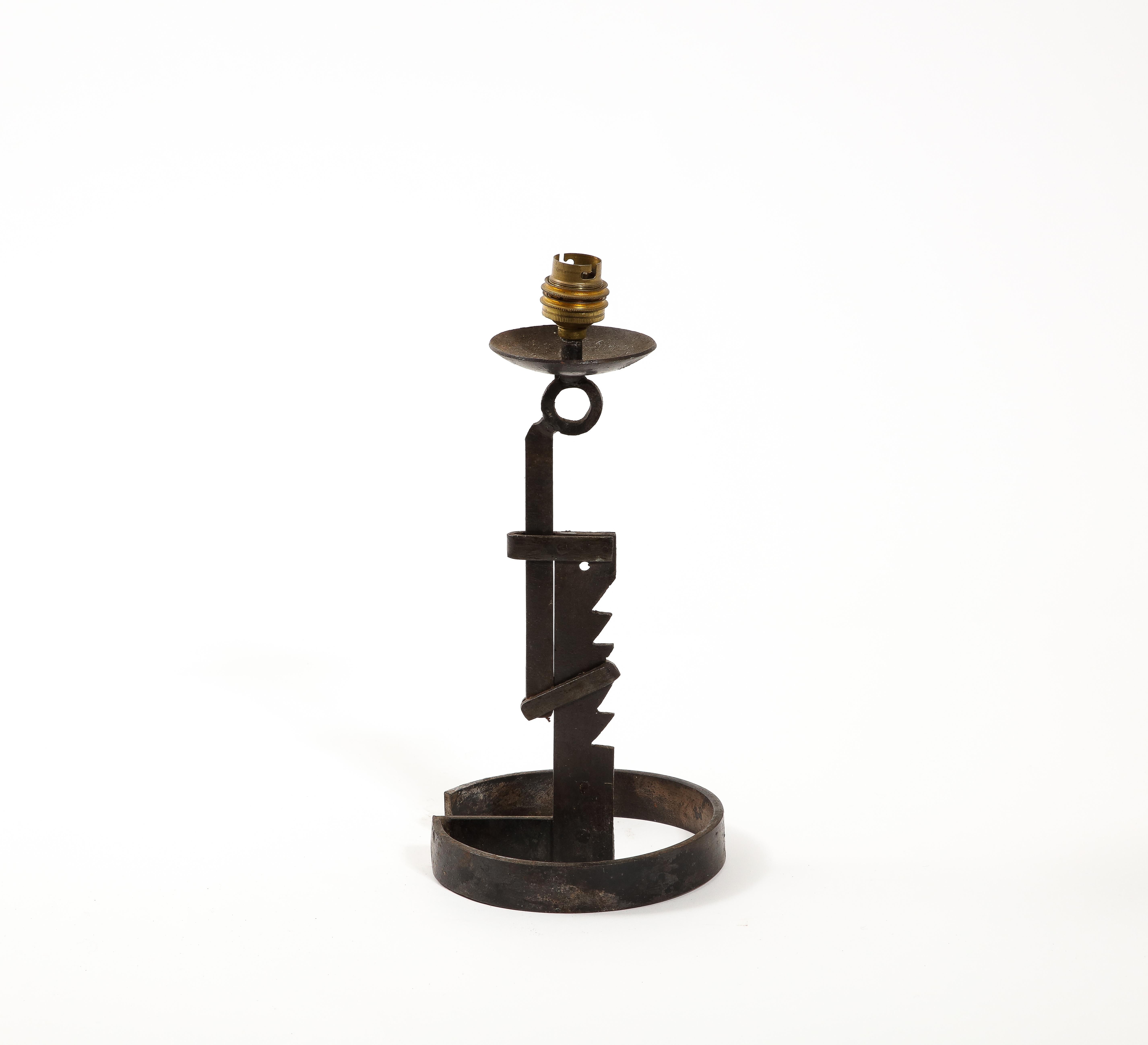 Lampe de bureau réglable en fer forgé, France, années 1060 en vente 1
