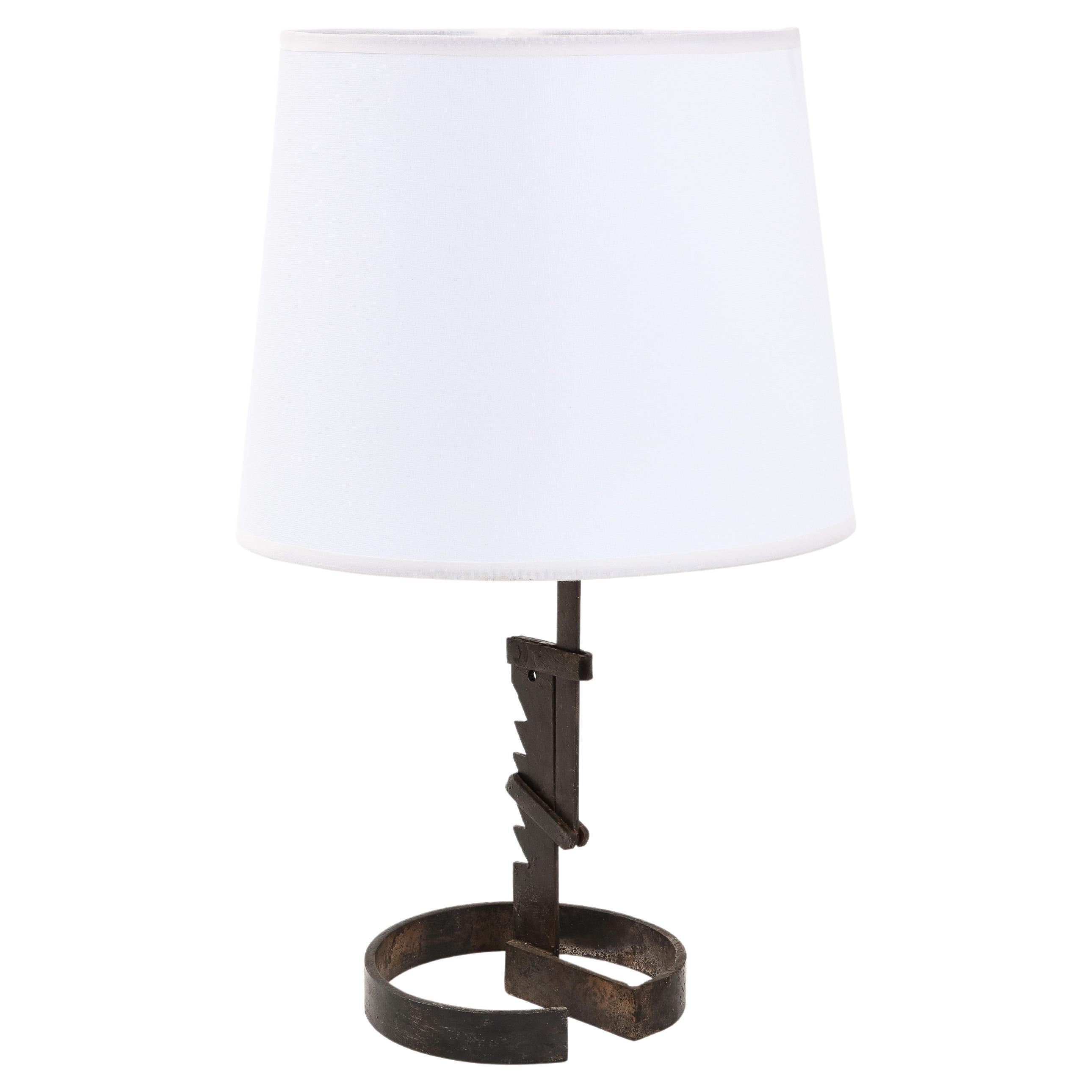 Lampe de bureau réglable en fer forgé, France, années 1060 en vente