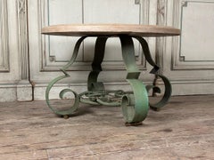Wrought Iron And Beige Marble Coffee Table Circa 1930