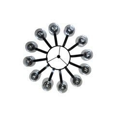 Wrought iron and blown glass chandelier, Bolin Smide, Sweden, 1970's