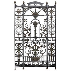 Vintage Wrought Iron and Brass Decorative Folding Screen Room Divider Gate