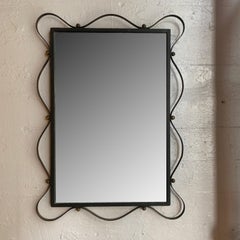 Wrought Iron and Brass Hollywood Regency Ribbon Motif Mirror