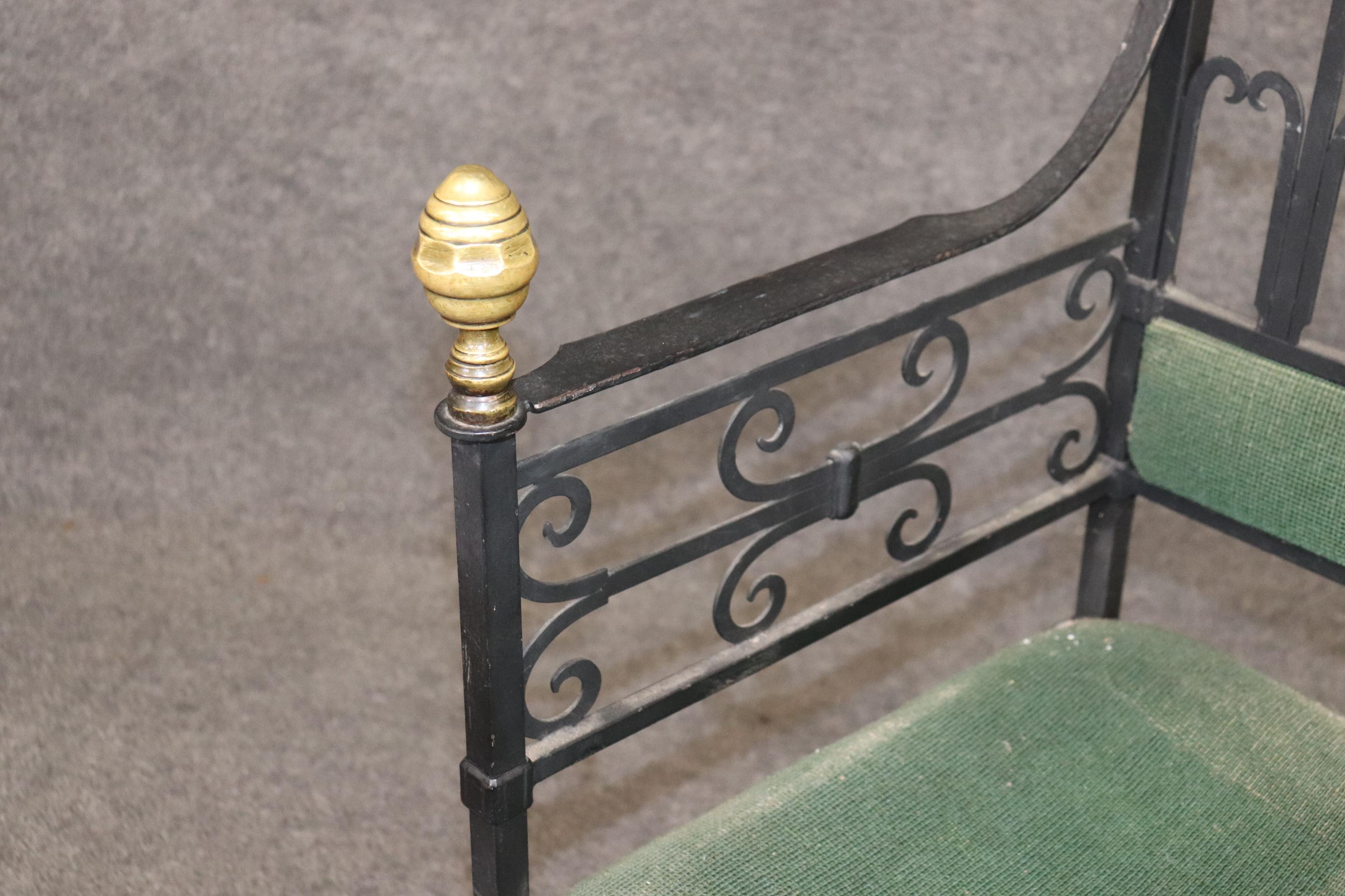 Wrought Iron and Brass Italian Throne Chair  5
