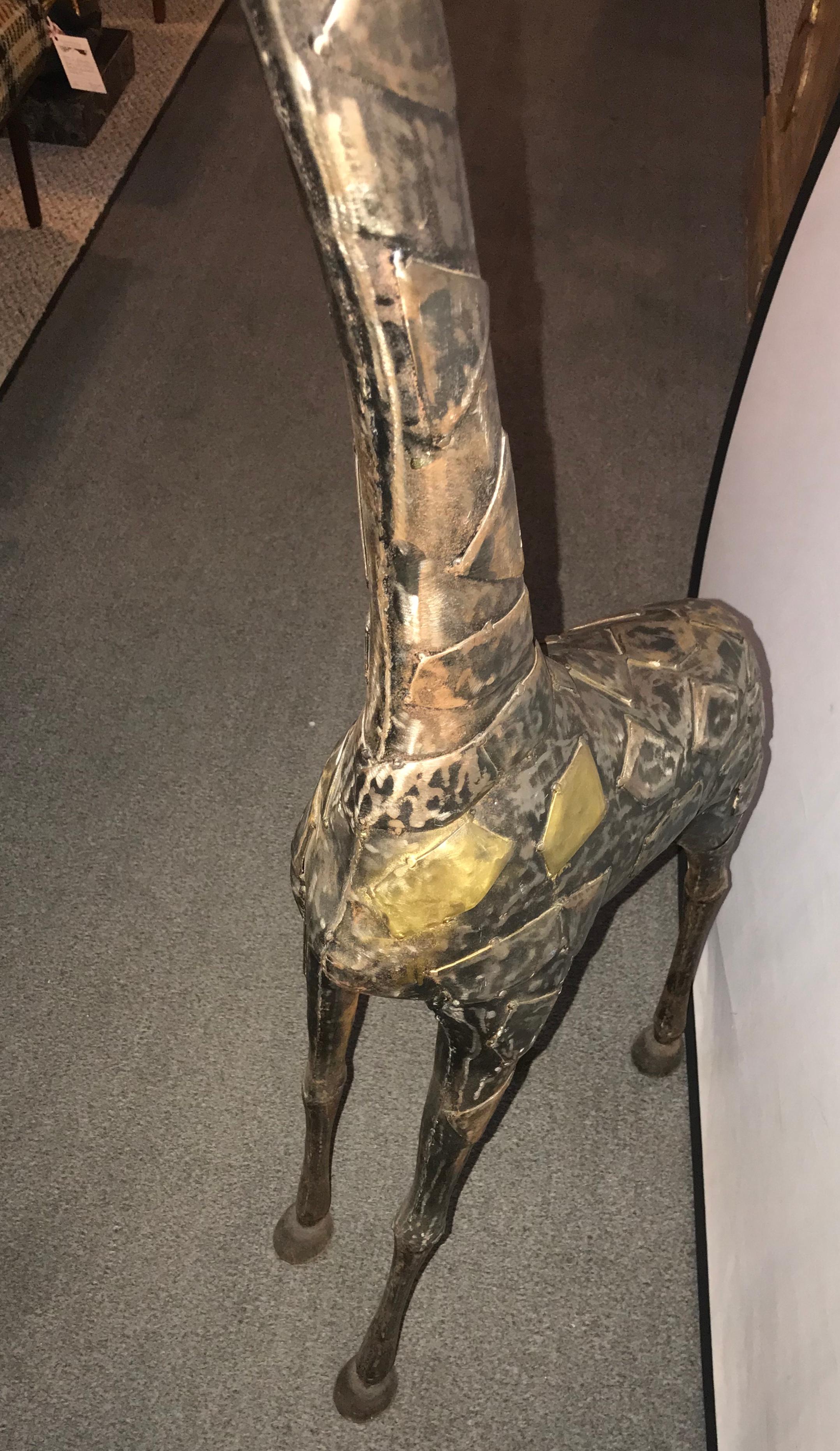 Neoclassical Wrought Iron and Brass Life-sized Baby Giraffe