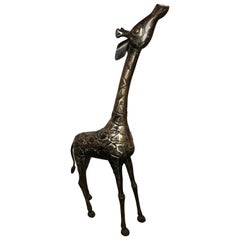 Vintage Wrought Iron and Brass Life-sized Baby Giraffe