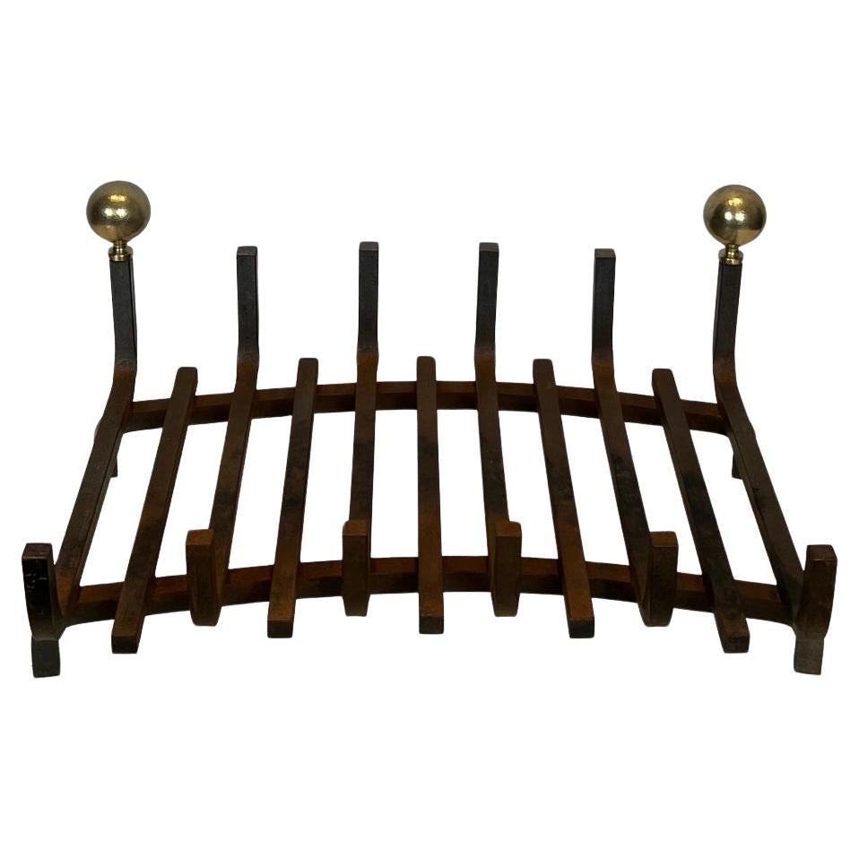 Wrought Iron and Brass Log Holder, circa 1970 For Sale
