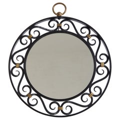 Wrought Iron and Brass Mirror