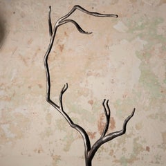 Specchio verticale in ferro battuto e bronzo