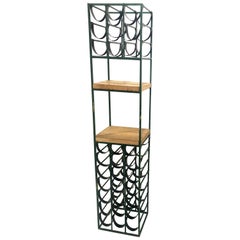 Wrought Iron and Butcher Block Wine Rack by Arthur Umanoff, 1950s