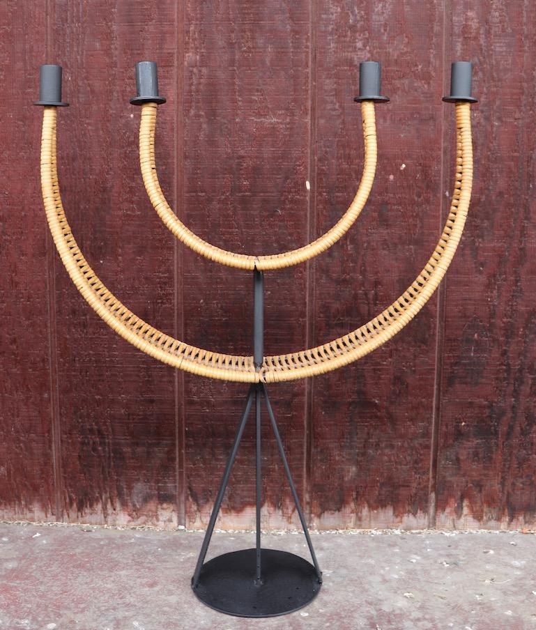 Wrought Iron and Cane Candlestick by Umanoff 8