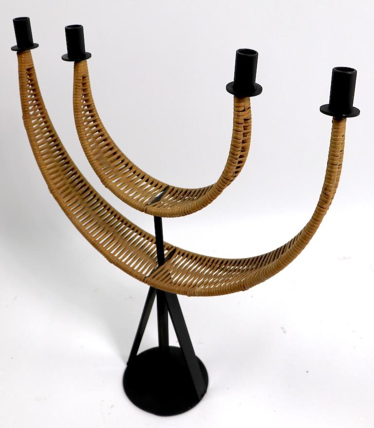 Wrought Iron and Cane Candlestick by Umanoff 2