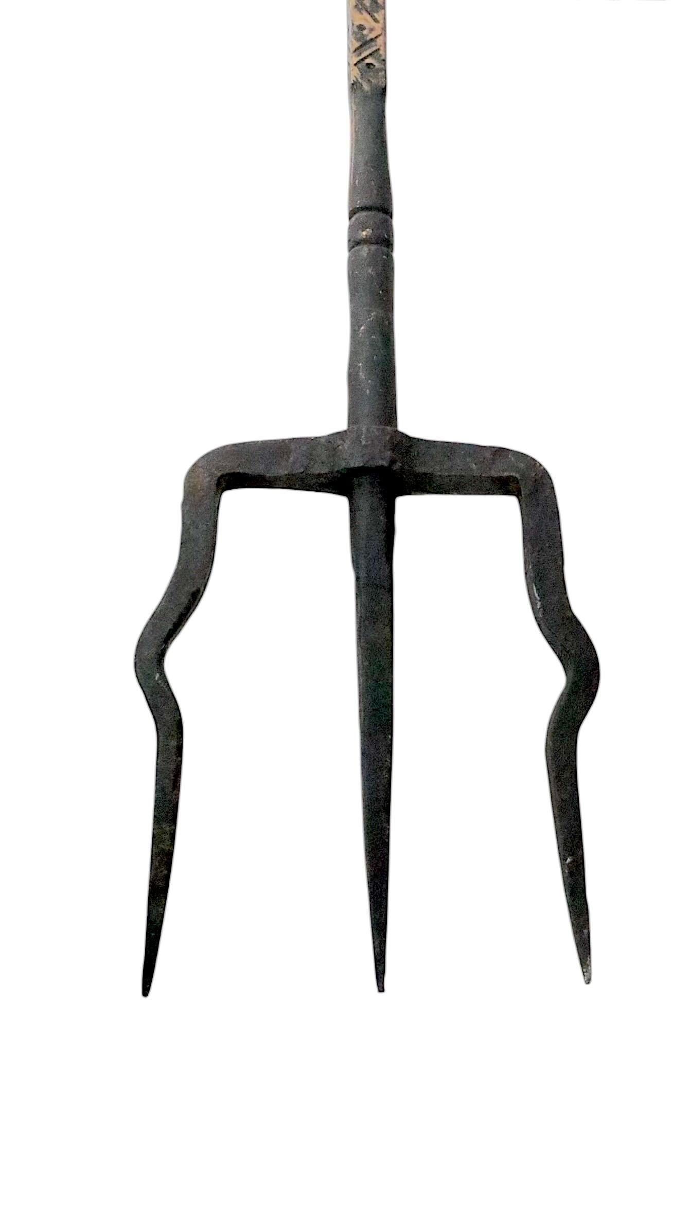 Wrought Iron and Cast Bronze Gothic Fireplace Tool Set c. 19th C. For Sale 7