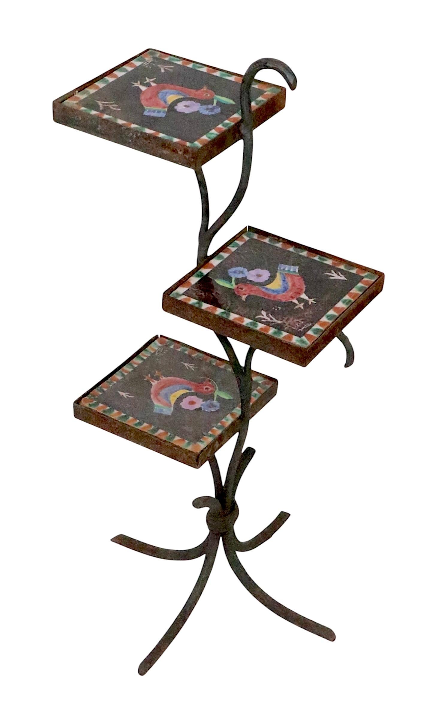 Céramique Stand pour plantes en fer forgé et carreaux de céramique par Industria Ceramica Salernitana en vente