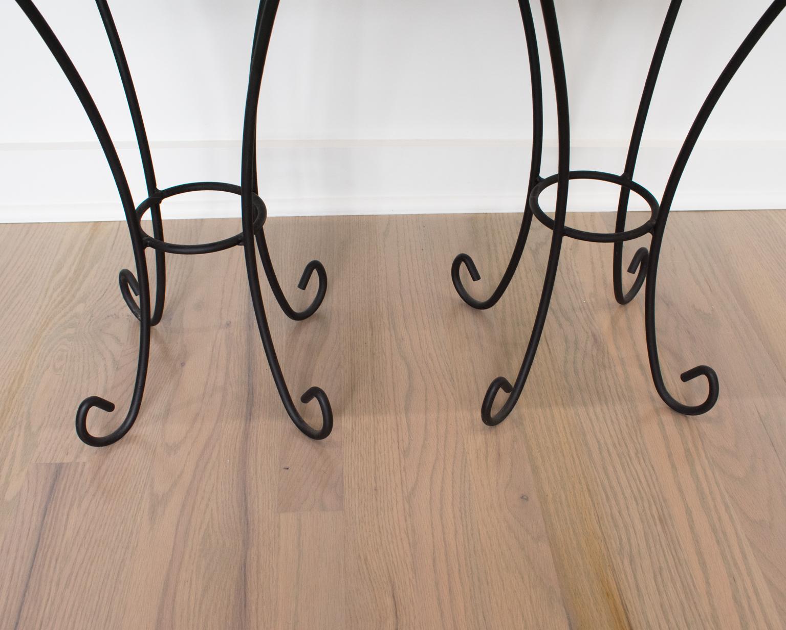 Wrought Iron and Ceramic Tile Side Coffee Table, a pair, 1950s For Sale 5