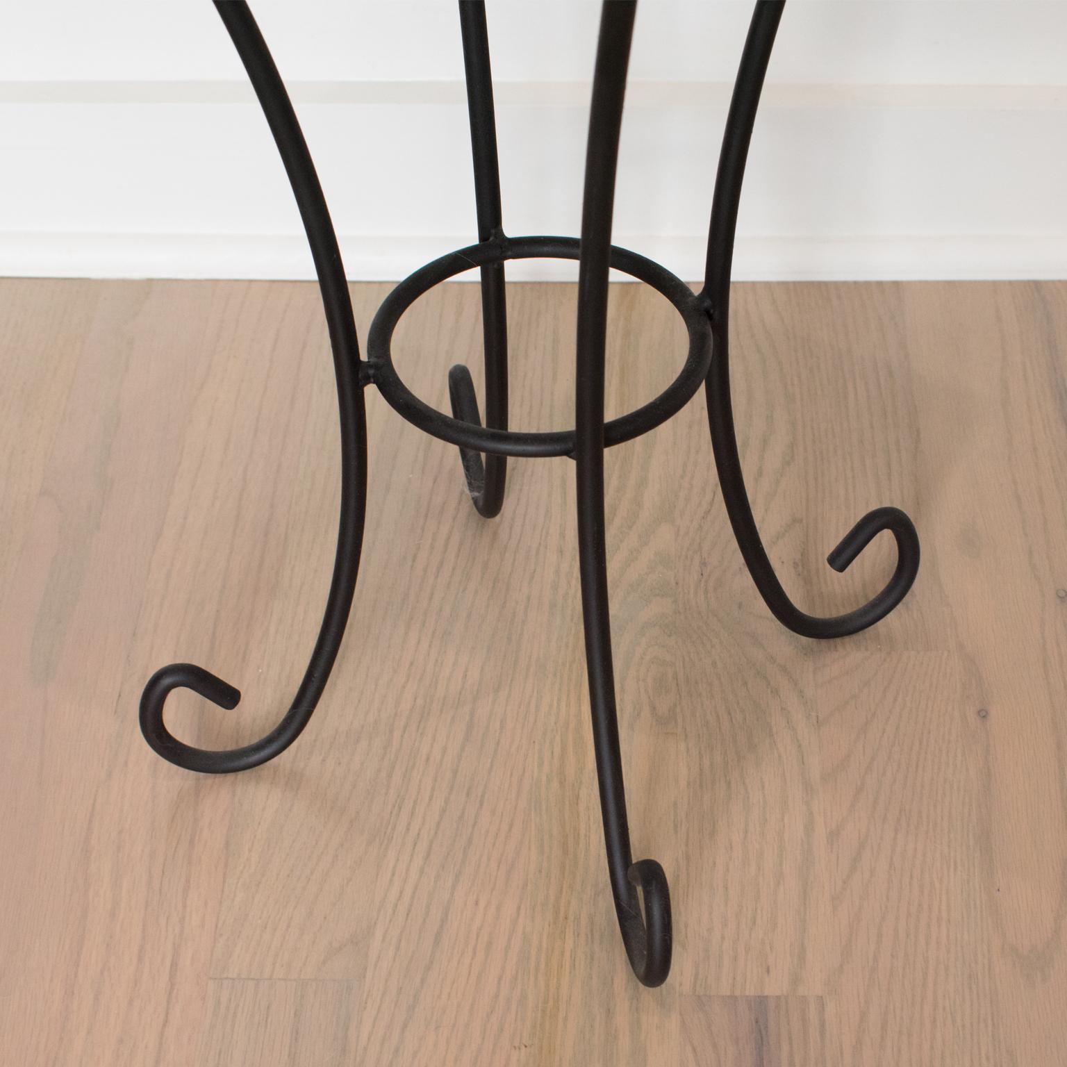 Wrought Iron and Ceramic Tile Side Coffee Table, a pair, 1950s For Sale 6