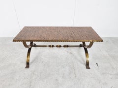 Couchtisch aus Schmiedeeisen und Kupfer, 1960er Jahre