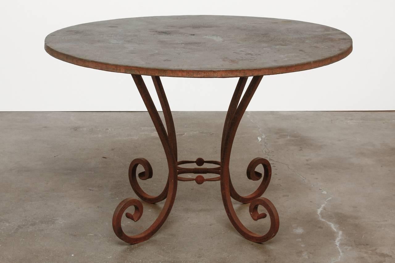 hammered copper dining table