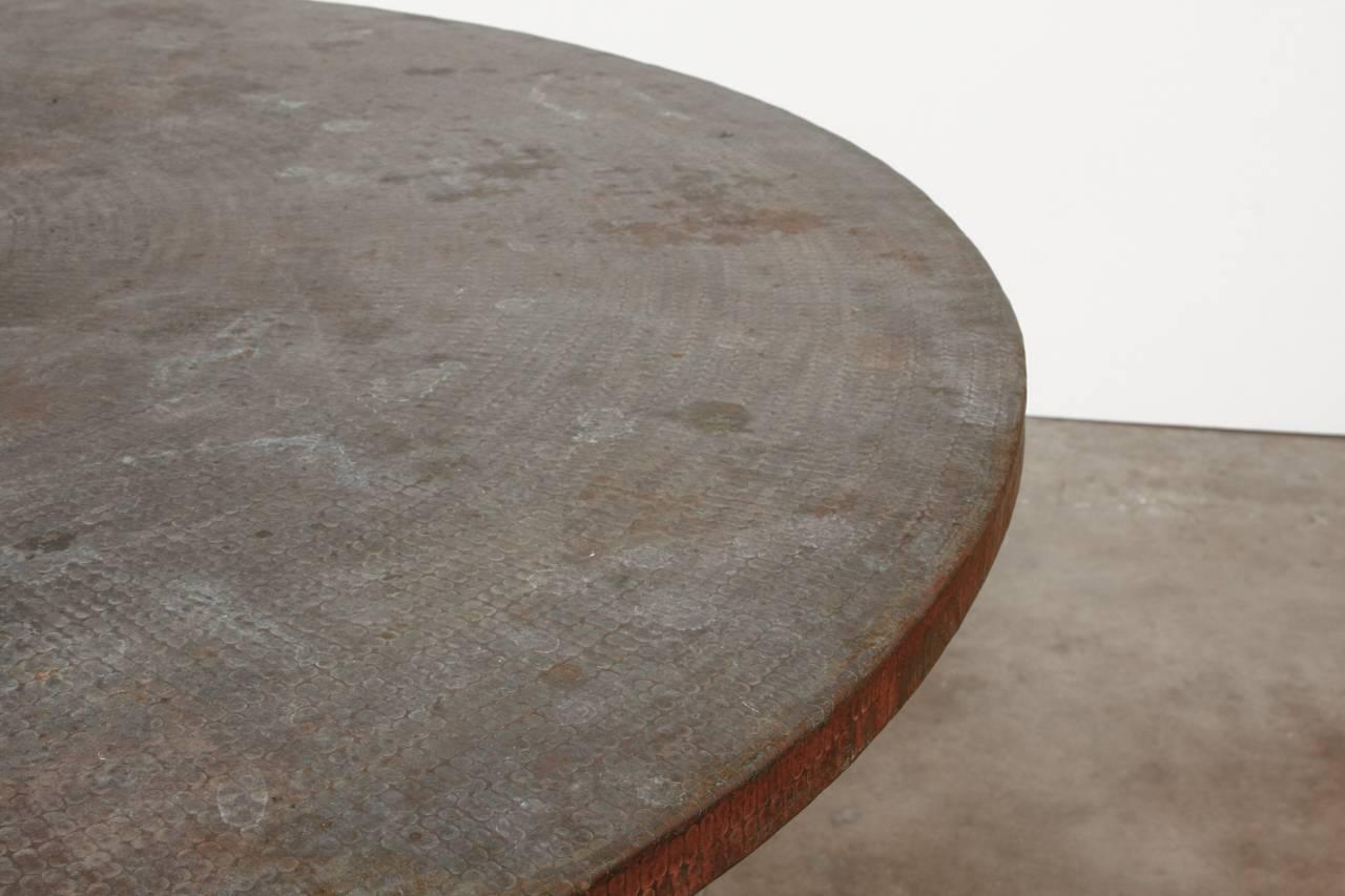 hammered copper top dining table