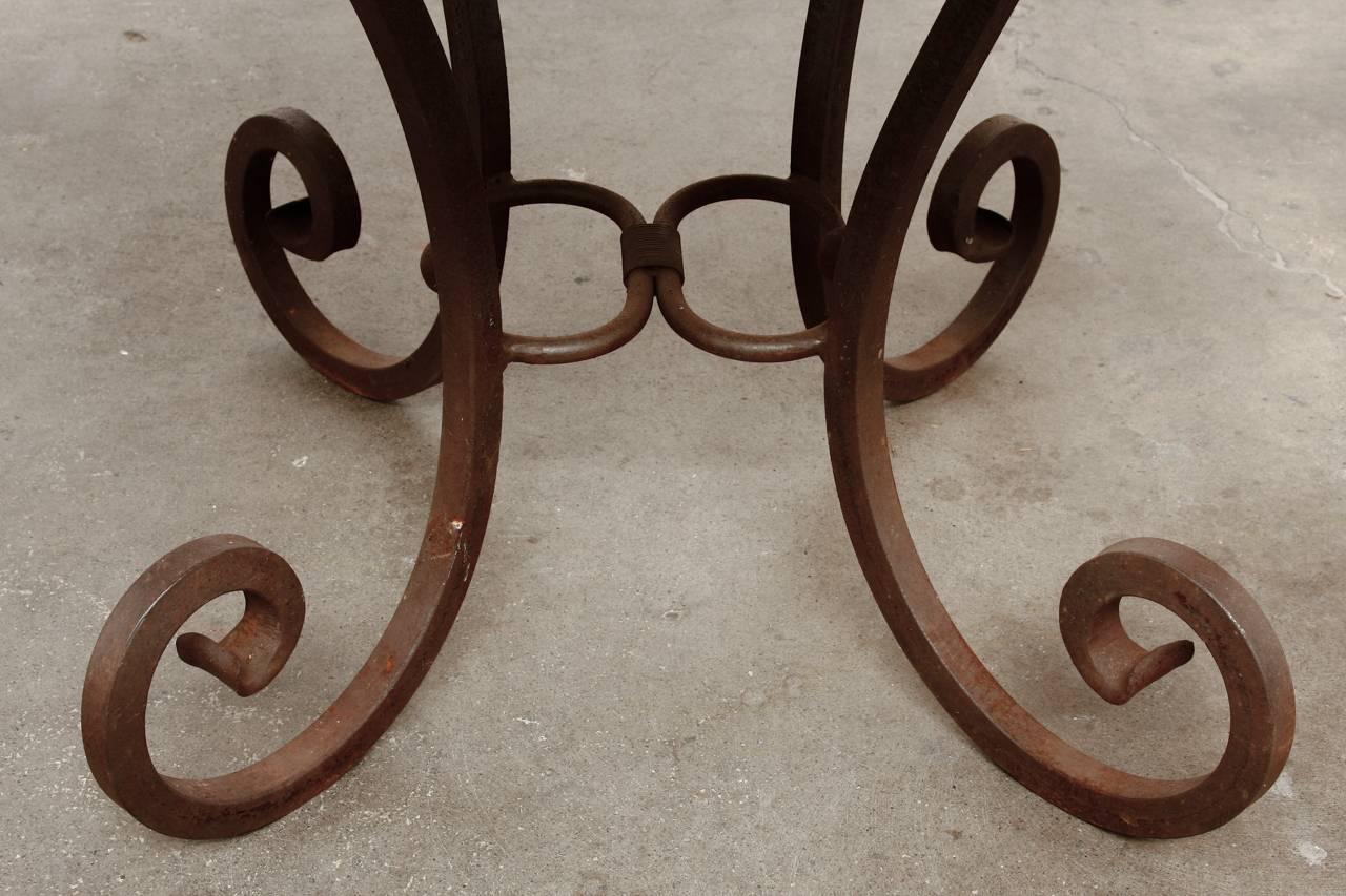 American Wrought Iron and Hammered Copper Round Dining Table