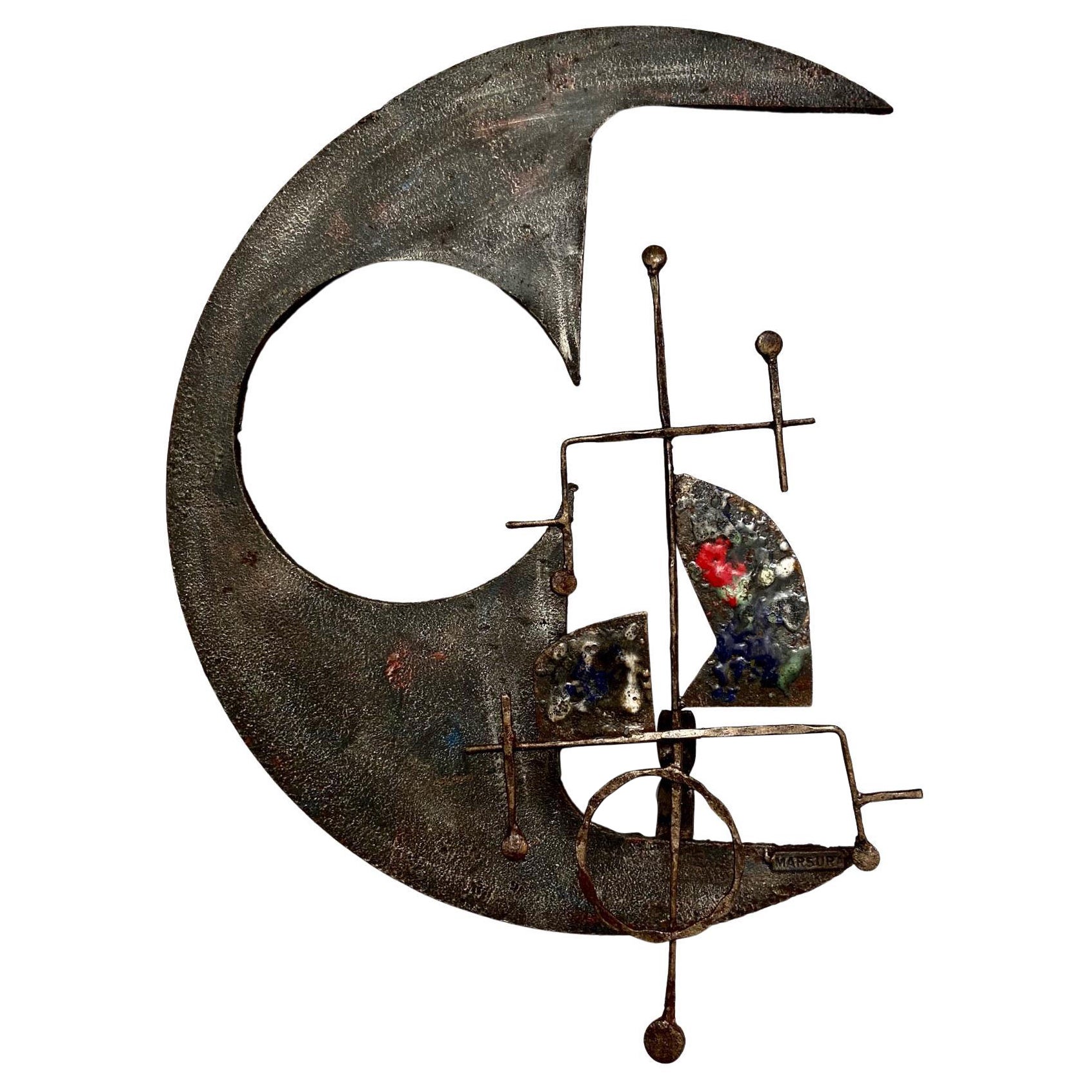 Brutalistische Wandskulptur aus Schmiedeeisen und Emaille von Salvino Marsura, ca. 1970er Jahre