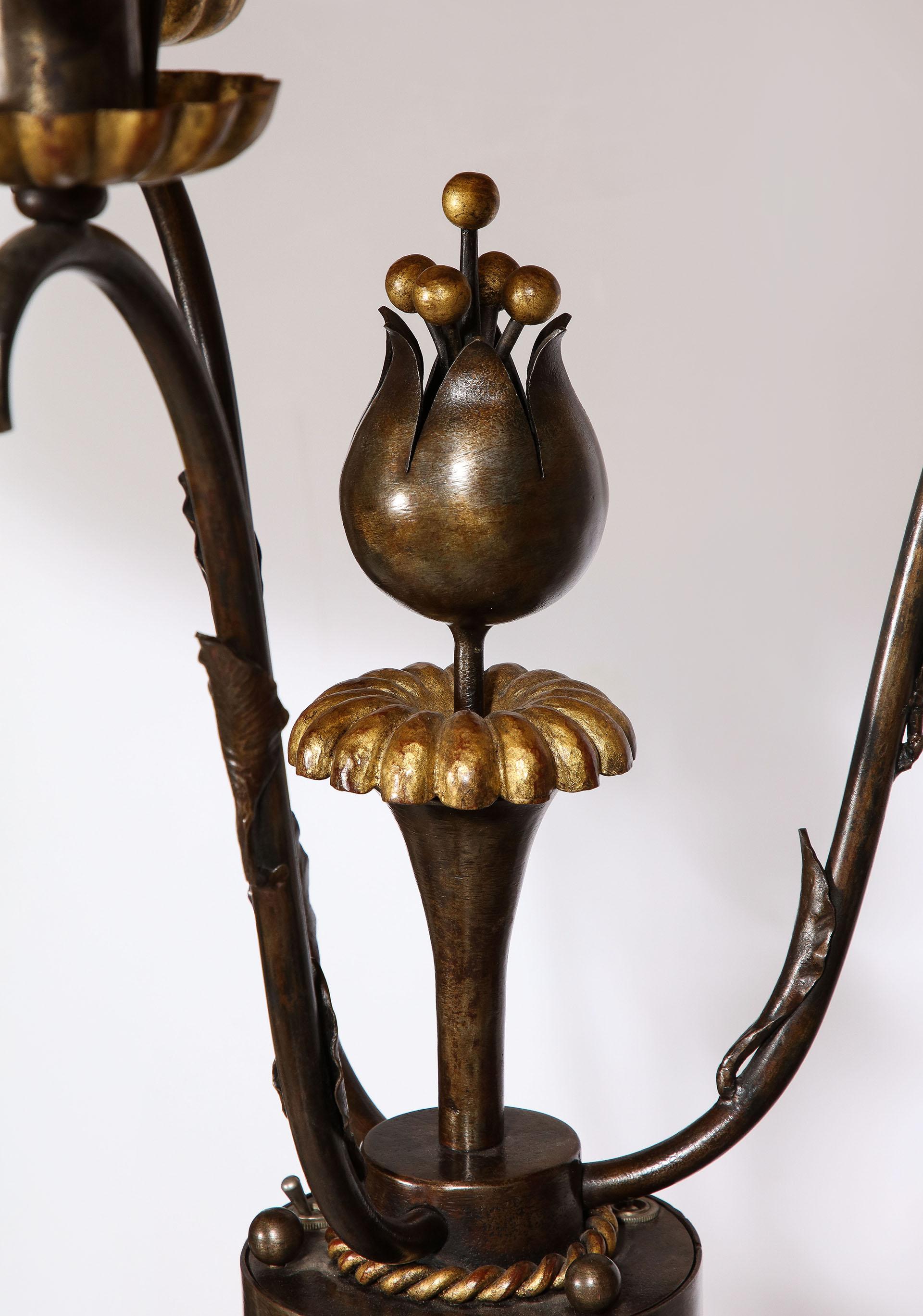 Wrought Iron and Gilt Bronze Floor Lamp by Gilbert Poillerat 6