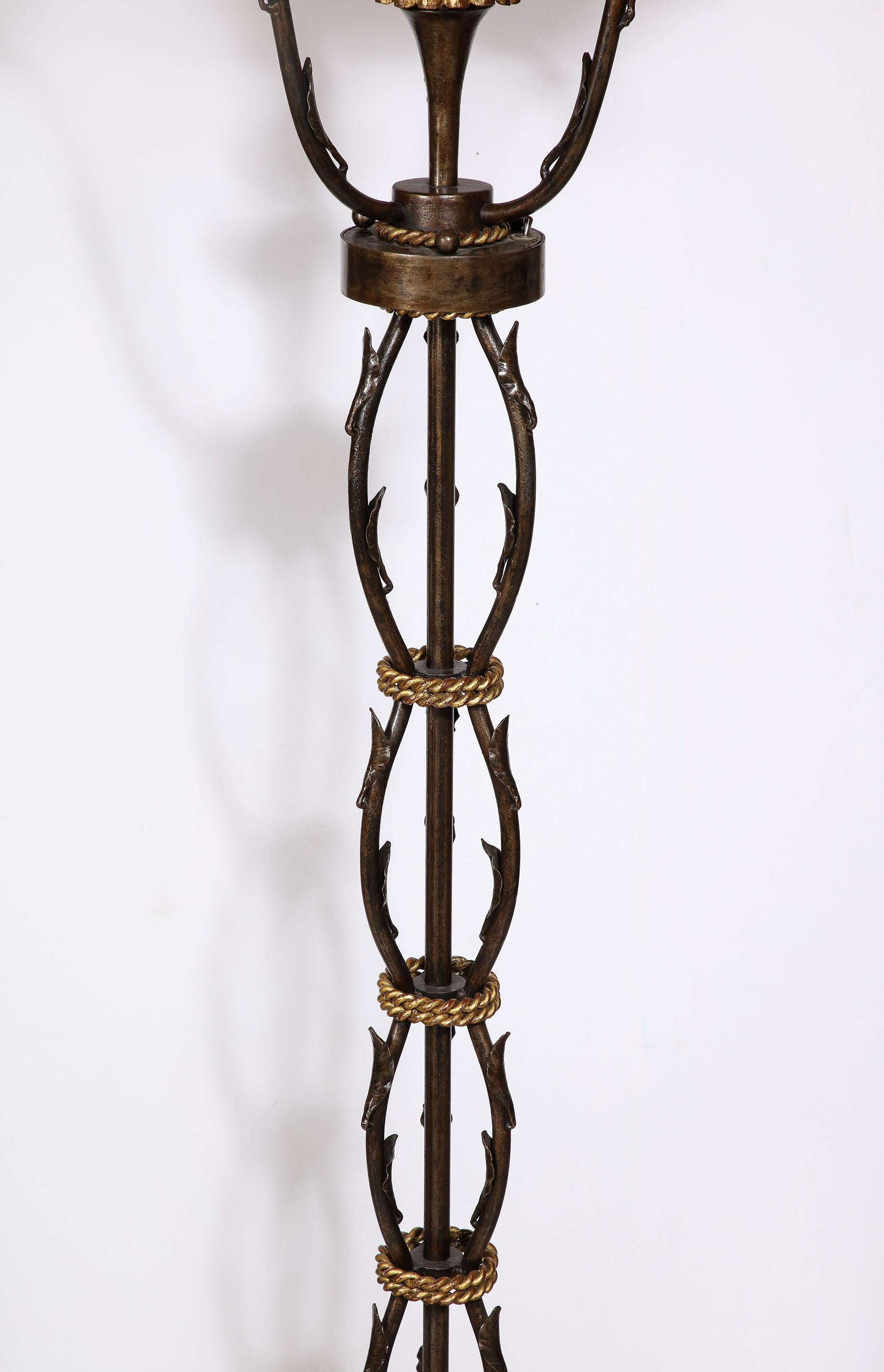 Wrought Iron and Gilt Bronze Floor Lamp by Gilbert Poillerat 7