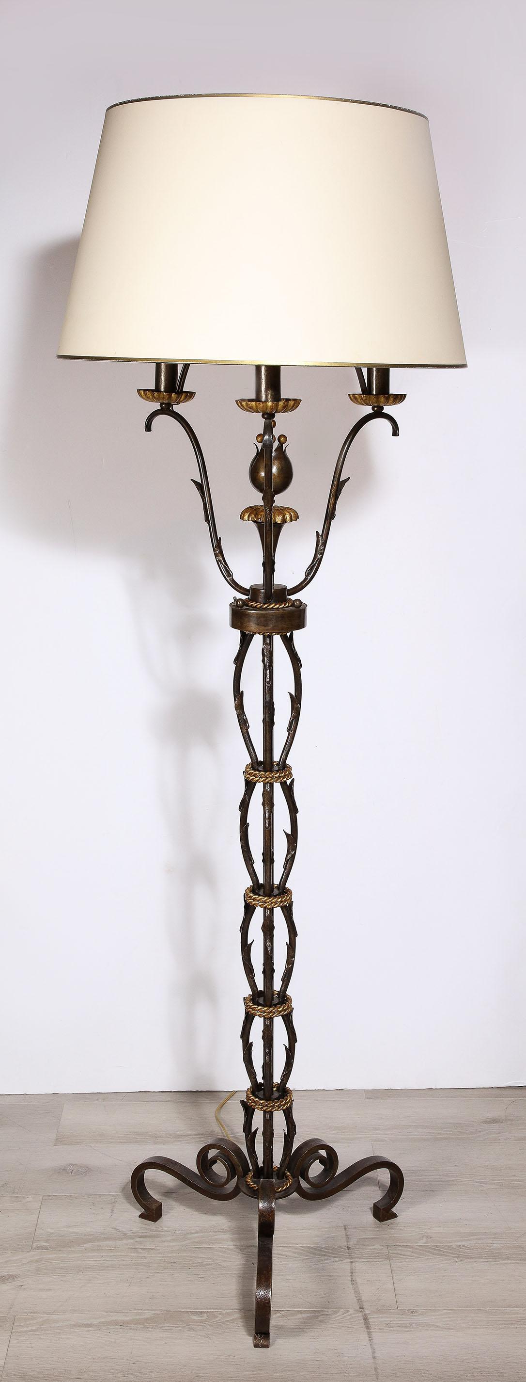 Wrought Iron and Gilt Bronze Floor Lamp by Gilbert Poillerat 8