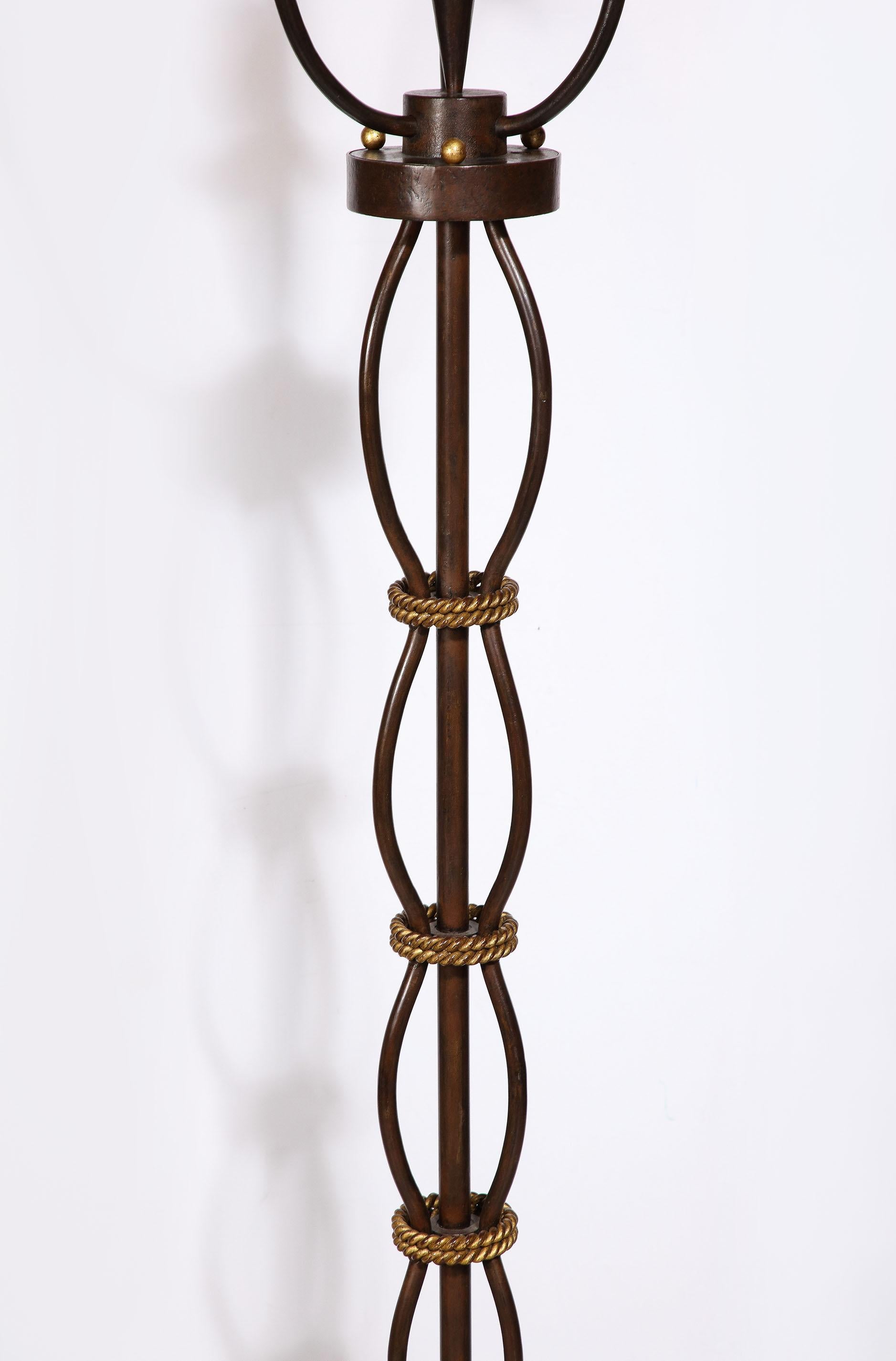 Wrought Iron and Gilt Bronze Floor Lamp by Gilbert Poillerat 2