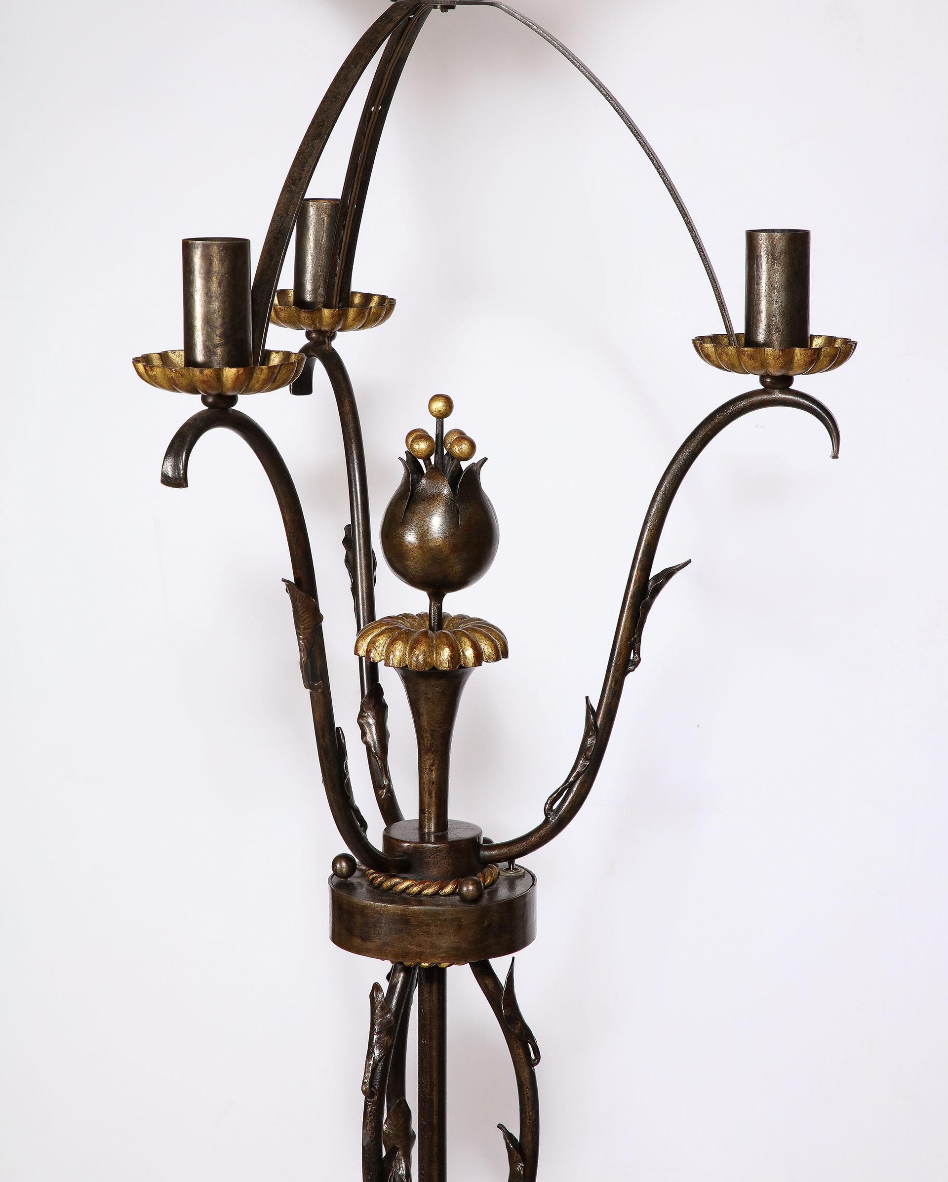 Wrought Iron and Gilt Bronze Floor Lamp by Gilbert Poillerat 2